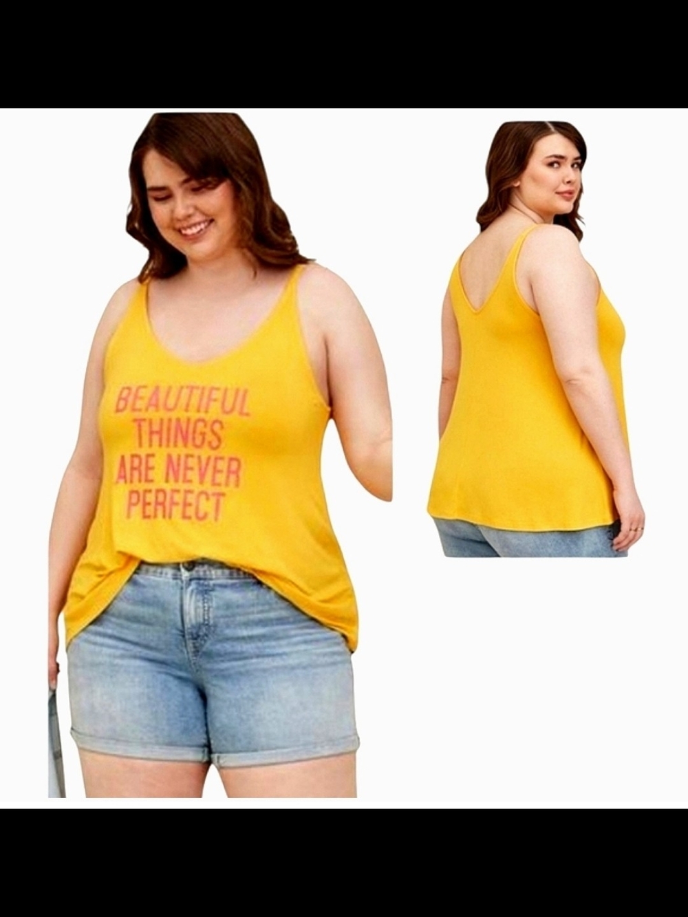 Torrid Graphic Relaxed Fit Super Soft V-Neck Tank Sz 1